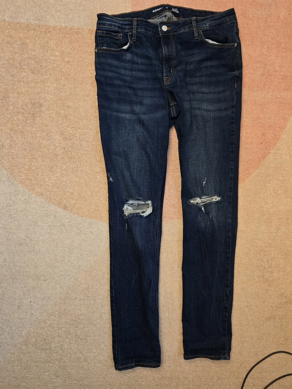 Old Navy Dark Blue Distressed Skinny Jeans